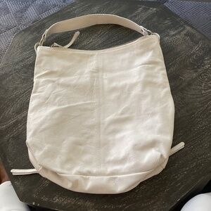 Basile white leather hobo shoulder bag L